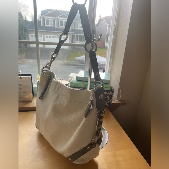 Coach Carley Ivory Leather Shoulder Bag; EUC - Picture 6 of 16